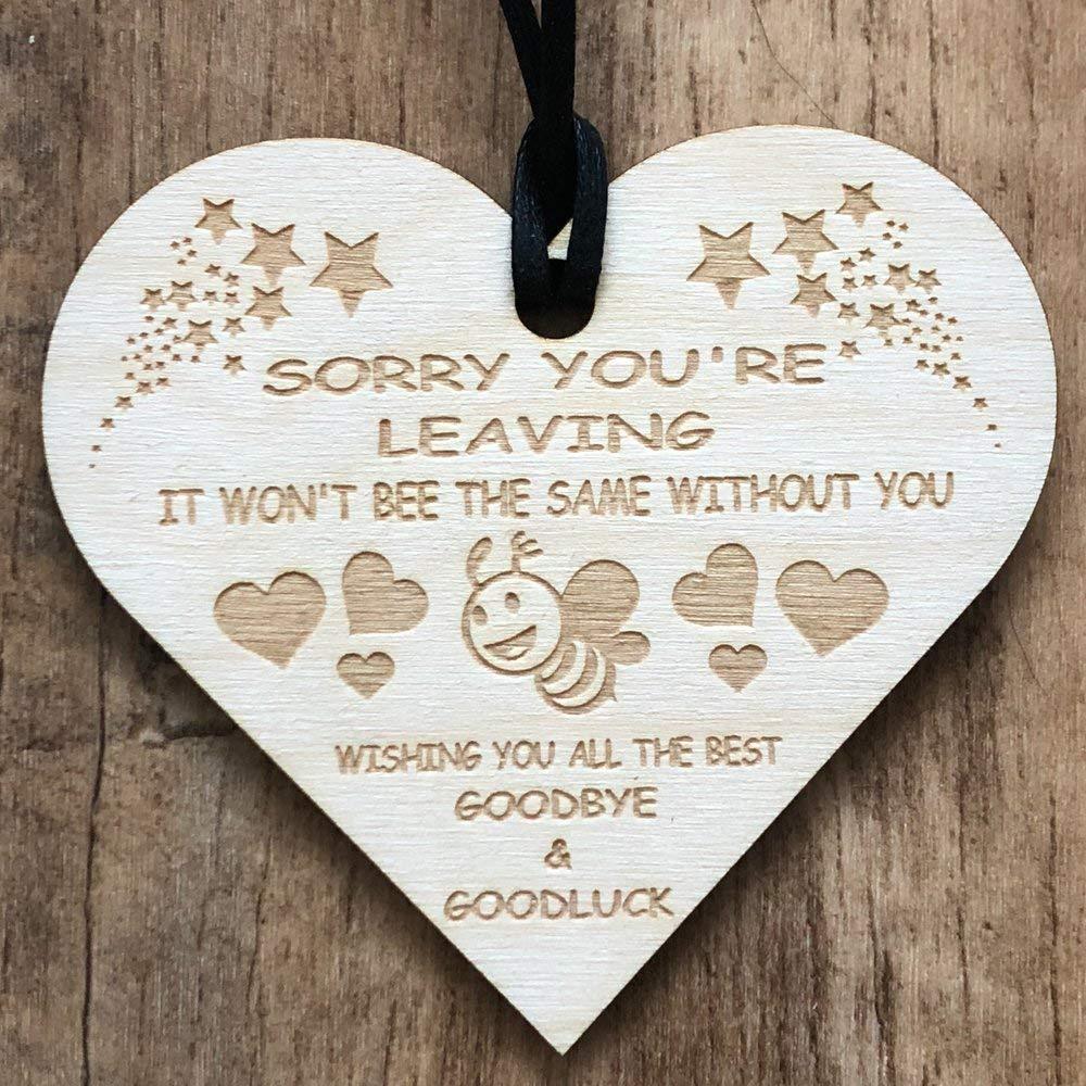 Sorry You're Leaving Wooden Hanging Heart Work Colleague Leaving Gift - ukgiftstoreonline