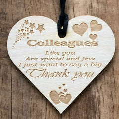 Special And Few Colleagues Wooden Hanging Heart Plaque Sign Friend Friendship Thank You Office Work Gift - ukgiftstoreonline