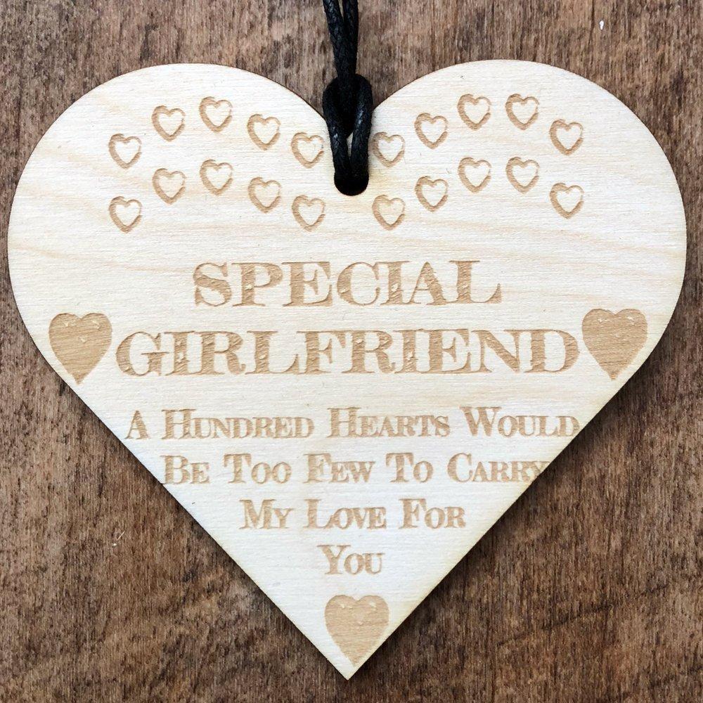 Special Girlfriend Wooden Hanging Heart Plaque Gift - ukgiftstoreonline