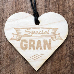 Special Gran Wooden Hanging Heart Plaque Gift - ukgiftstoreonline