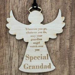 Special Grandad Guardian Angel Wooden Plaque Gift - ukgiftstoreonline