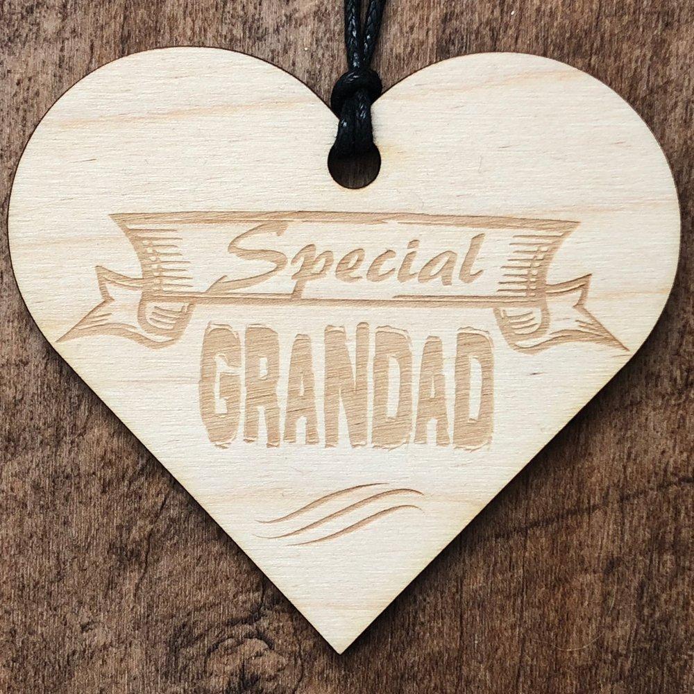 Special Grandad Wooden Hanging Heart Plaque Gift - ukgiftstoreonline