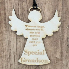 Special Grandson Guardian Angel Wooden Plaque Gift - ukgiftstoreonline