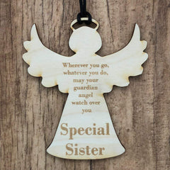 Special Sister Guardian Angel Wooden Plaque Gift - ukgiftstoreonline