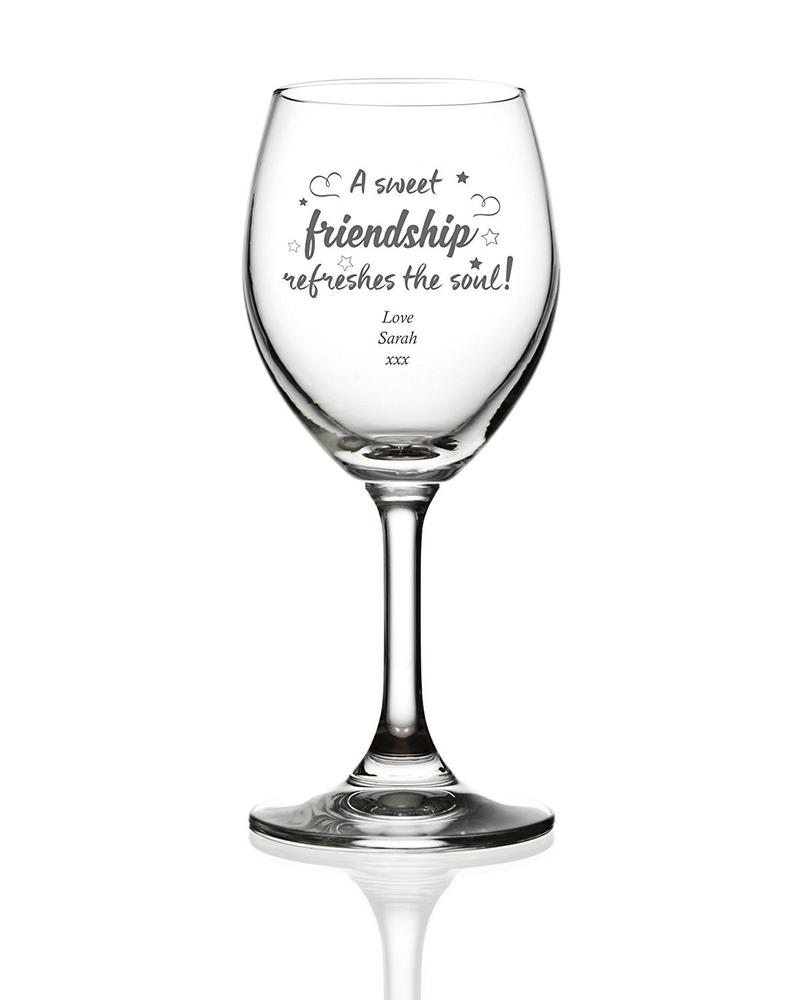 Sweet Friendship Wine Personalised Engraved Wine Glass - ukgiftstoreonline