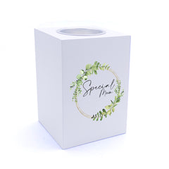 Personalised Special Mum Wreath Design Gift Tea Light Holder