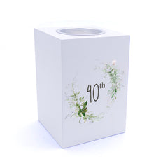 Personalised 40th Birthday Botanical Design Tea Light Holder Gift