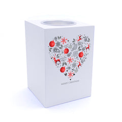 Personalised Merry Christmas Heart Design Tea Light Holder