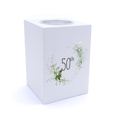 Personalised 50th Birthday Botanical Design Tea Light Holder Gift