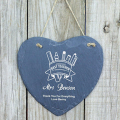 Teacher Gift Large Slate Heart Personalised Plaque - ukgiftstoreonline