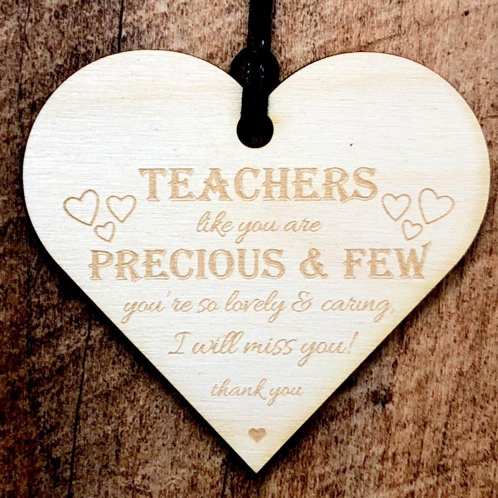 Teachers Like You Are Precious and Few Wooden Hanging Heart Gift Plaque - ukgiftstoreonline