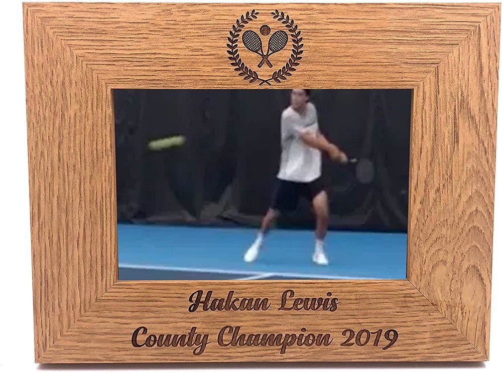 Tennis Gift Personalised Engraved Wooden Photo Frame - ukgiftstoreonline