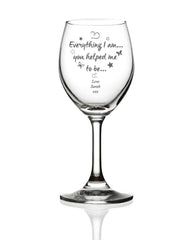 Thank you Sentiment Personalised Engraved Wine Glass - ukgiftstoreonline