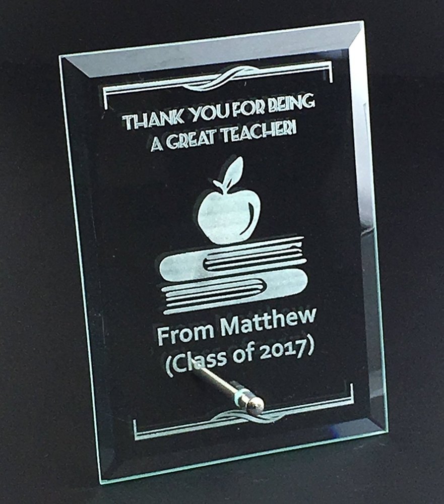 Thank You Teacher Personalised Engraved Glass Plaque Gift - ukgiftstoreonline