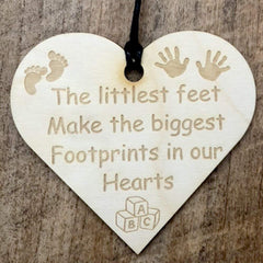 The Littlest Feet Make The Biggest Footprints Baby Wooden Plaque Gift - ukgiftstoreonline
