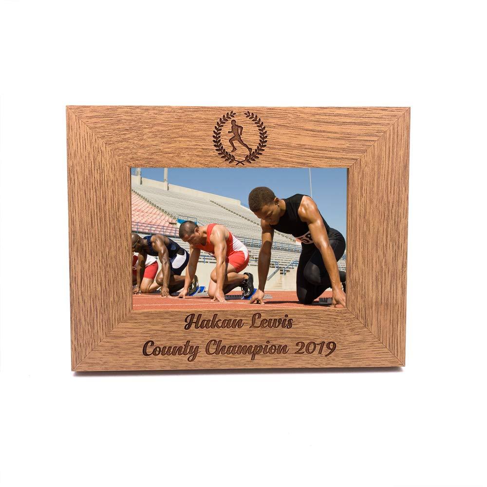 ukgiftstoreonline Athletics Runner Marathon Gift Personalised Engraved Wooden Photo Frame - ukgiftstoreonline