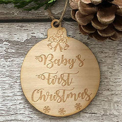 ukgiftstoreonline Baby's First Christmas Hanging Decoration Wood Bauble Gift - ukgiftstoreonline