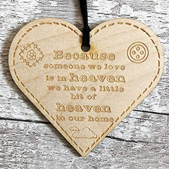 ukgiftstoreonline Because Someone We Love Is In Heaven Button Range Wood Heart Gift - ukgiftstoreonline