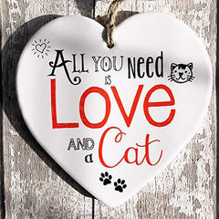 ukgiftstoreonline Cat Lover verse large ceramic heart plaque gift - ukgiftstoreonline