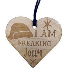 ukgiftstoreonline Christmas Novelty I Am Freaking Jolly Wooden Plaque Gift - ukgiftstoreonline