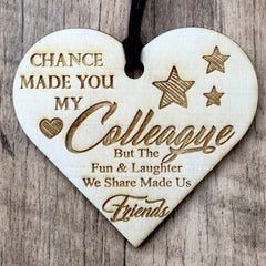 ukgiftstoreonline Colleagues Fun and Laughter Engraved Plaque Wooden Heart Gift - ukgiftstoreonline