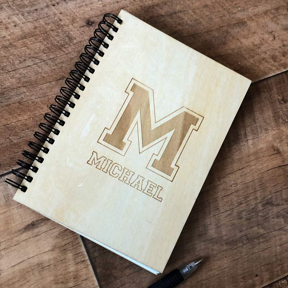 ukgiftstoreonline CUSTOM PERSONALISED INITIAL WOODEN NOTEBOOK - BOLD PATTERN Personalised Notebook ukgiftstoreonline