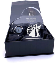 ukgiftstoreonline Engraved Heart Crystal Glass Clock Wedding Gift Or Wedding Present - ukgiftstoreonline
