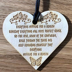 ukgiftstoreonline Everything Happens For A Reason Gift Engraved Wooden Plaque - ukgiftstoreonline