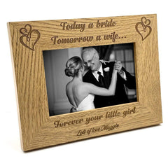 ukgiftstoreonline Father Of The Bride Forever Your Girl Wooden Photo Frame Personalised Gift - ukgiftstoreonline