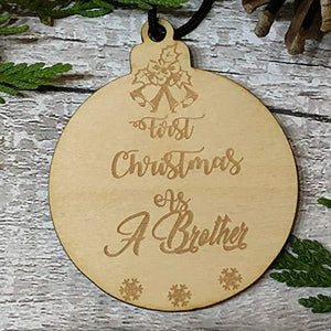 ukgiftstoreonline First Christmas As A Brother Hanging Decoration Wood Bauble Gift - ukgiftstoreonline