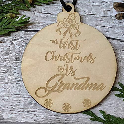 ukgiftstoreonline First Christmas As Grandma Hanging Decoration Wood Bauble Gift - ukgiftstoreonline