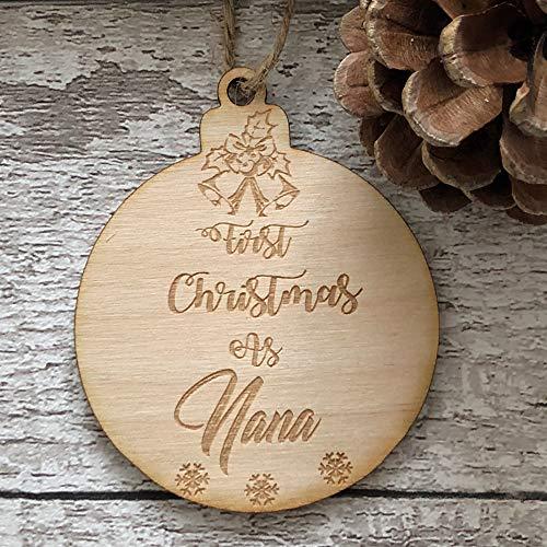 ukgiftstoreonline First Christmas As Nana Hanging Decoration Wood Bauble Gift - ukgiftstoreonline