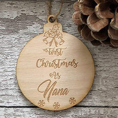 ukgiftstoreonline First Christmas As Nana Hanging Decoration Wood Bauble Gift - ukgiftstoreonline