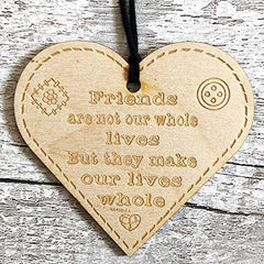 ukgiftstoreonline Friends Make Our Lives Whole Button Range Wood Heart Gift - ukgiftstoreonline