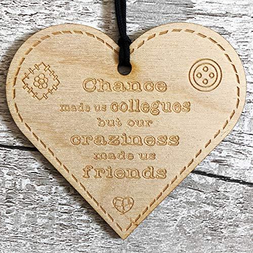 ukgiftstoreonline From Colleagues To Friends Button Range Wood Heart Gift - ukgiftstoreonline