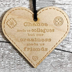 ukgiftstoreonline From Colleagues To Friends Button Range Wood Heart Gift - ukgiftstoreonline
