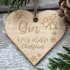 ukgiftstoreonline Gin Is Not Just For Christmas Novelty Heart Wooden Plaque Gift - ukgiftstoreonline