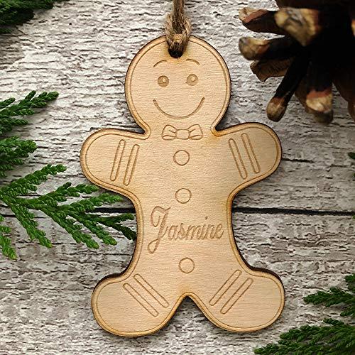 ukgiftstoreonline Gingerbread man personalised Wooden Christmas Tree Decoration Bauble - ukgiftstoreonline