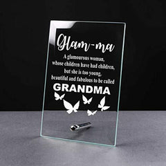ukgiftstoreonline Glam-Ma Fabulous Grandma Gift Glass Plaque With Sentiment - ukgiftstoreonline