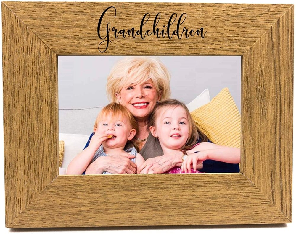 ukgiftstoreonline Grandchildren Engraved Oak Wood Finish Photo Frame Gift - ukgiftstoreonline