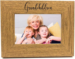 ukgiftstoreonline Grandchildren Engraved Oak Wood Finish Photo Frame Gift - ukgiftstoreonline