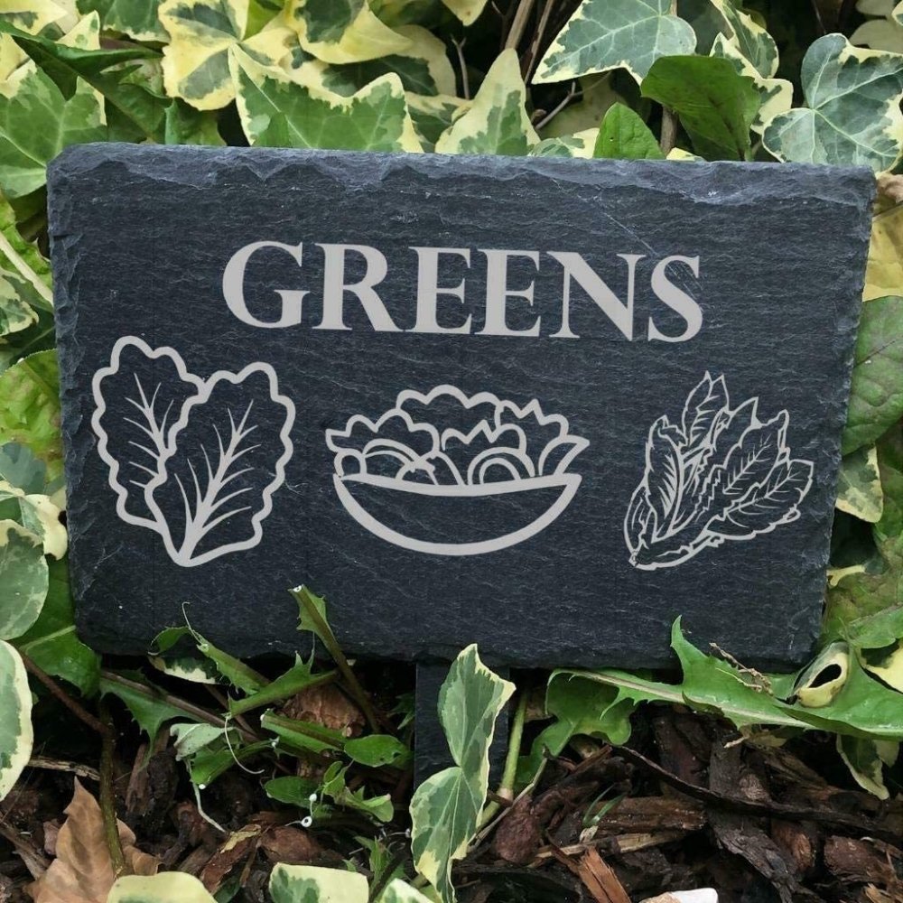 ukgiftstoreonline Greens Stone Slate Marker For Gardens Or Vegetable Patches - ukgiftstoreonline