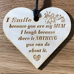 ukgiftstoreonline I Smile Because You Are My Mum Engraved Wooden Plaque - ukgiftstoreonline