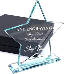 ukgiftstoreonline Large Jade Glass Personalised Star Trophy Any Engraving - ukgiftstoreonline
