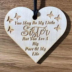 ukgiftstoreonline Little Sister Big Part Of My Life Engraved Wooden Plaque - ukgiftstoreonline
