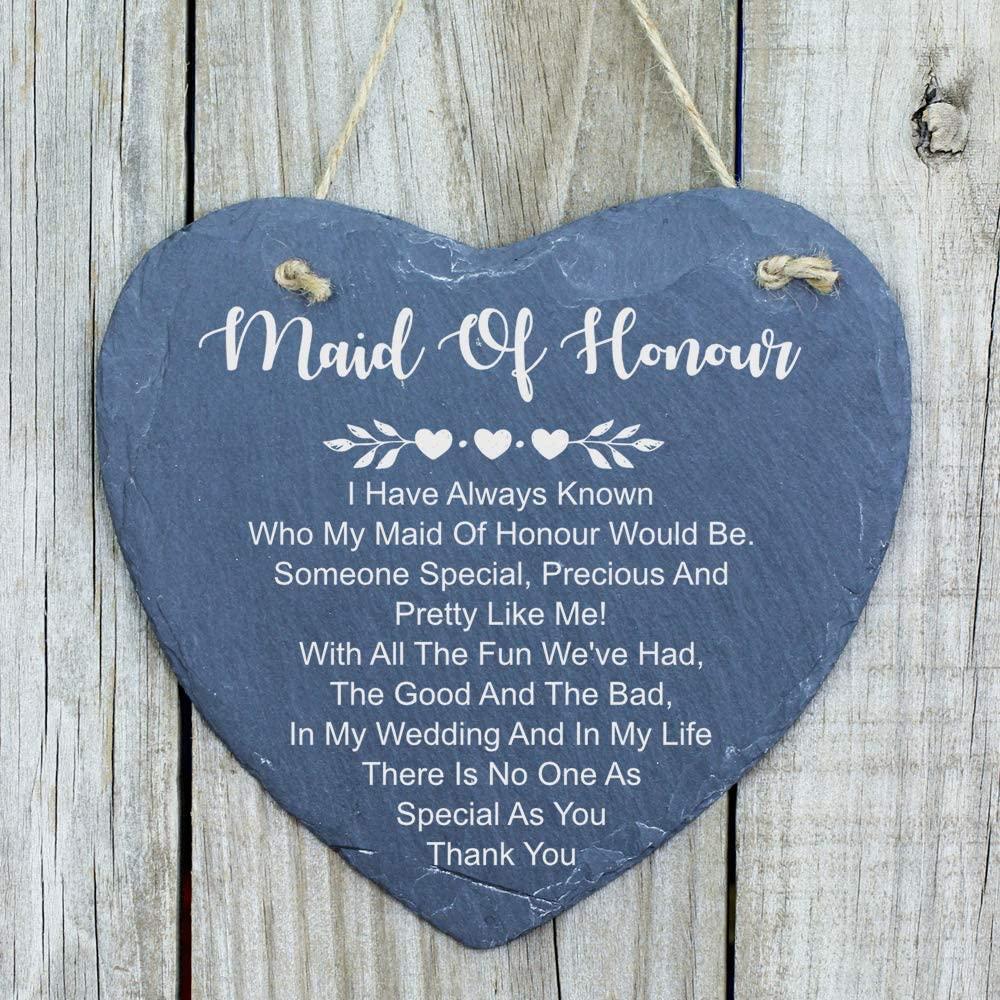 ukgiftstoreonline Maid Of Honour As Special As You Gift Large Slate Heart Plaque - ukgiftstoreonline