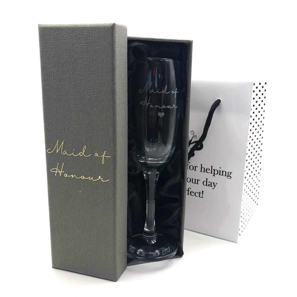 ukgiftstoreonline Maid Of Honour Gift - Champagne Flute With Gift Box With Bag - ukgiftstoreonline