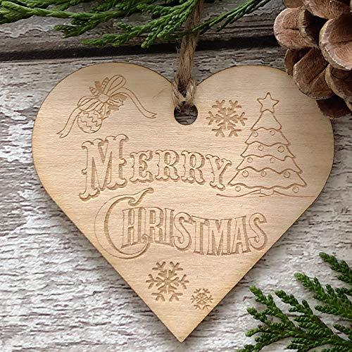 ukgiftstoreonline Merry Christmas Heart Wooden Plaque Gift - ukgiftstoreonline