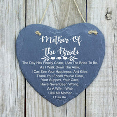 ukgiftstoreonline Mother Of The Bride Gift Large Slate Heart Plaque - ukgiftstoreonline
