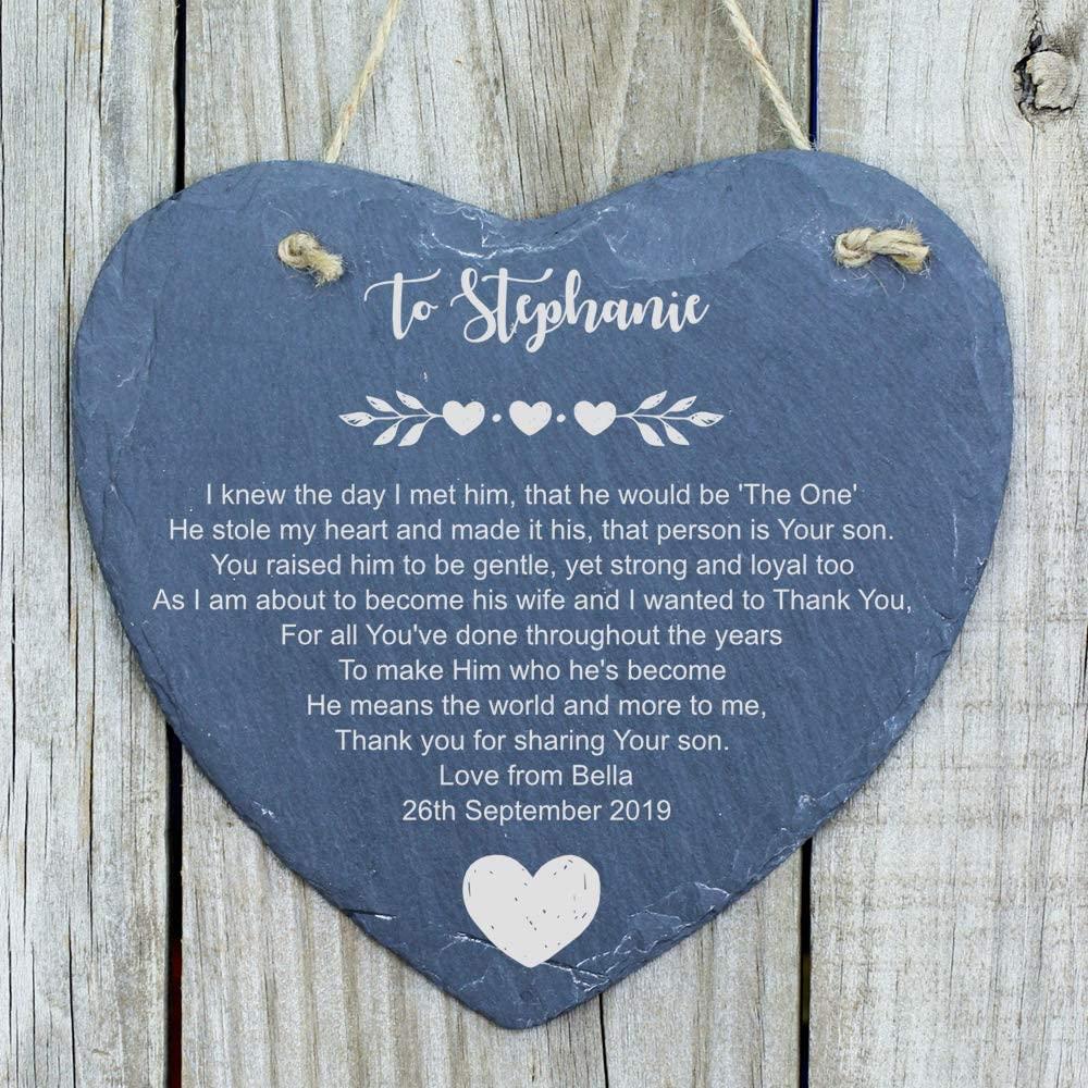 ukgiftstoreonline Mother of The Groom, Parents of The Groom Personalised Slate Heart - ukgiftstoreonline